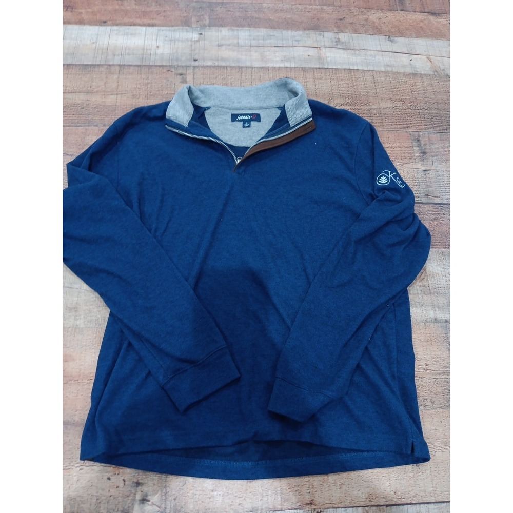 Johnny-O 1/4 Zip Blue Gray Cotton Pullover Sweater sz Large 2422